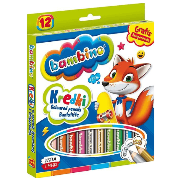 Kredki grube okrągłe 12 kolorów Bambino